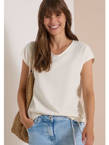 Cecil T-Shirt mit Waffel-Struktur in Vanilla White