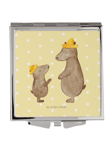 Mr. & Mrs. Panda Schminkspiegel Bären mit Hut ohne Spruch in Gelb Pastell