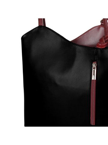 Toscanto Toscanto Schultertasche, Rucksack Leder schwarz, rot ca. 28cm