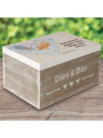 Mr. & Mrs. Panda Truhe Hochzeit Mäuse Herz Design mit Spruch in Weiß