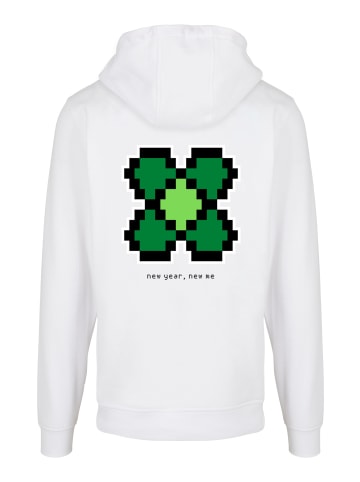 F4NT4STIC Basic Hoodie Silvester Happy New Year Pixel Kleeblatt in weiß