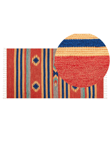 Beliani Kelim HATIS in Bunt/Blau/Rot - (W) 80 x (L) 150 cm