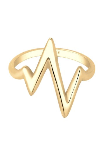 Elli Ring 925 Sterling Silber Herzschlag, Geo in Gold