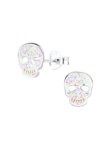 Alexander York Ohrringe, Ohrstecker TOTENKOPF weiß in 925 Sterling Silber, 2-tlg.