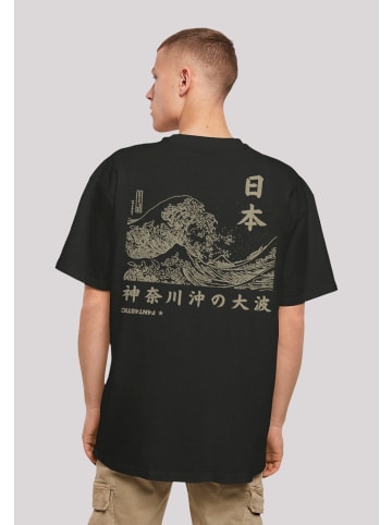 F4NT4STIC Heavy Oversize T-Shirt Kanagawa Welle in schwarz
