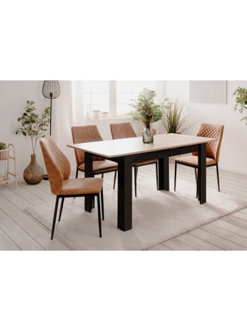 Furn.Design Esstisch Eiche Artisan, schwarz 125 - 165 cm, Küchentisch ausziehbar