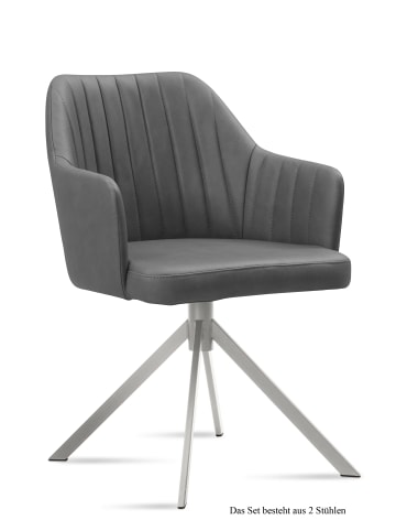58 aufm Kessel ARMLEHNSTUHL (2er-Set) Dorthe 58x81x60 Edelstahl/Grau