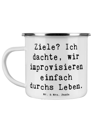 Mr. & Mrs. Panda Kaffeebecher Spruch Lebensziele Improvisation m... in Weiß