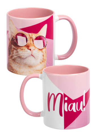 United Labels Katzen Tasse - Miau! Katze aus Keramik 320 ml in rosa