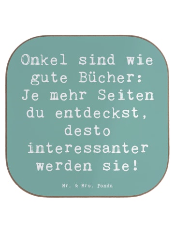 Mr. & Mrs. Panda Flaschenuntersetzer Spruch Onkel Bücher mit Spruch in Meeresbrise