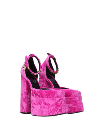 Versace Pink Samt Plateau Sandalen