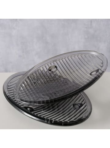 Boltze Seifenschale aus Glas BANGO in Grau, 15 x 10 cm
