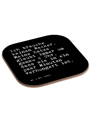 Mr. & Mrs. Panda Tassenuntersetzer Ich brauche keinen Wecker....... in Schwarz
