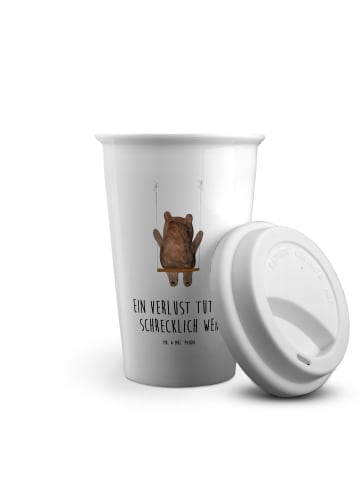 Mr. & Mrs. Panda To Go Becher Bär Schaukel mit Spruch in Weiß