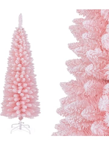 COSTWAY 150 cm Tannenbaum mit Schnee in Rosa