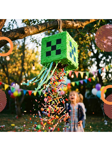 relaxdays 3-tlg. Pinata Set "Würfel" in Grün