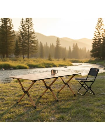 relaxdays Campingtisch in Natur - (B)120 x (H)44 x (T)60 cm
