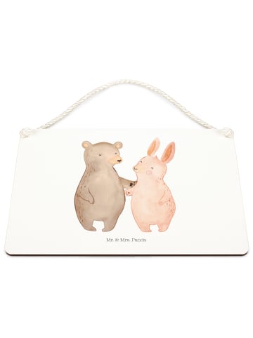 Mr. & Mrs. Panda Schild Bär und Hase Umarmen ohne Spruch in Weiß