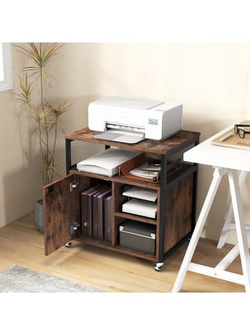 COSTWAY Aktenschrank Druckerständer mit 4 feststellbaren Rädern in Braun