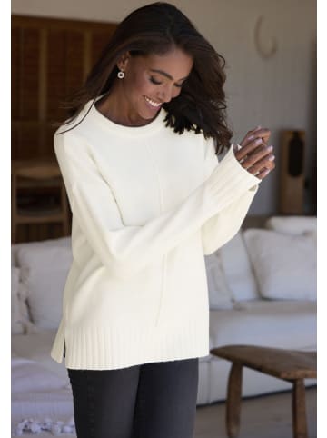 LASCANA Rundhalspullover in creme