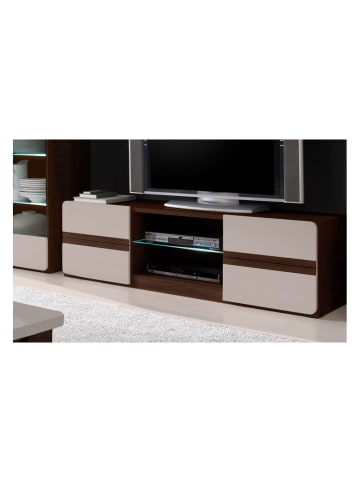 Helvetia Lowboard Selene Eiche Sonoma dunkel / sandgrau Hochglanz 145 / 41 / 43cm