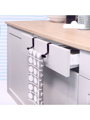 Storage Solutions Küchentuchaufhänger auf der Vorderseite des Schranks in Schwarz, 15 x 36 cm