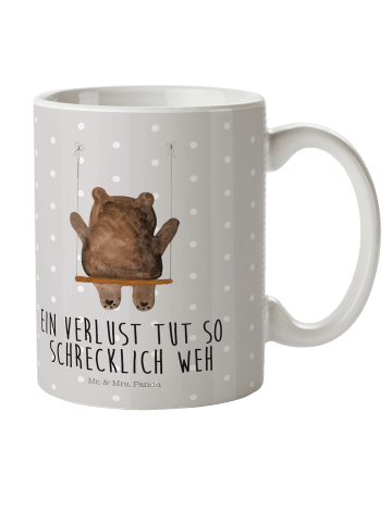 Mr. & Mrs. Panda Kindertasse Bär Schaukel mit Spruch in Grau Pastell