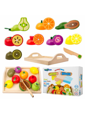 miniHeld Kinderküche Zubehör Obst aus Holz zum Schneiden mini Koch Spielzeug 3 Jahre