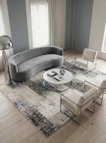 KADIMA DESIGN Teppich Velours, Moderne Linien, Strukturierter Flor, Schlafzimmer in Dunkelblau