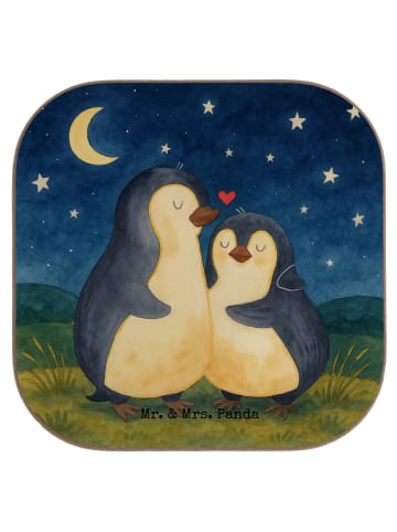 Mr. & Mrs. Panda Bierdeckel Pinguine Einschlafen Design ohne Spruch in Weiß