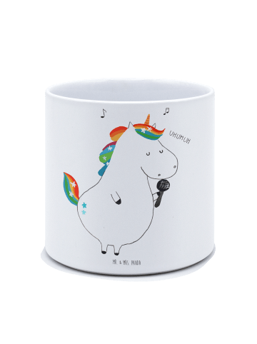 Mr. & Mrs. Panda Blumentopf Einhorn Sänger ohne Spruch in Weiß