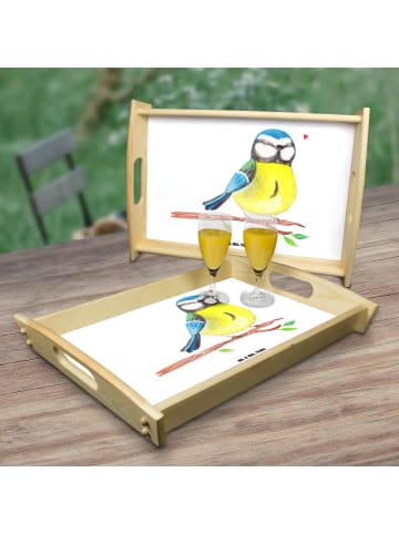 Mr. & Mrs. Panda Servier Tablett Vogel Blaumeise ohne Spruch in Weiß