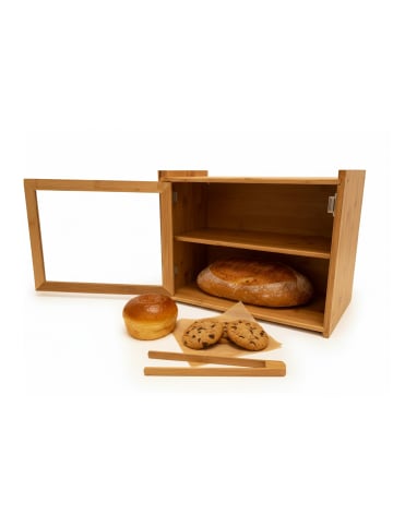 relaxdays Brotkasten in Natur - (B)40 x (H)31 x (T)17,5 cm