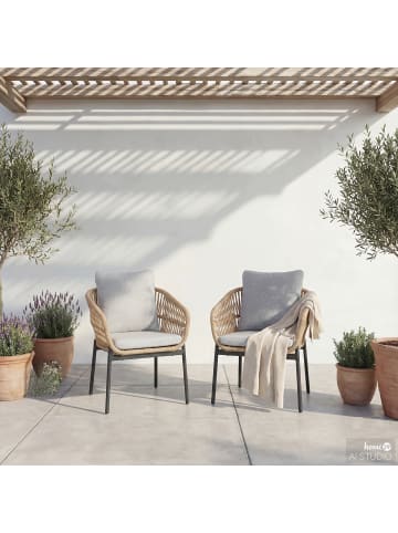 home24 Gartenstuhl Ruvo 2er-Set in Schwarz / Braun