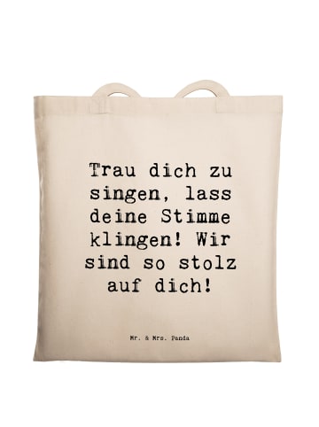 Mr. & Mrs. Panda Stofftragetasche Spruch Vokale und musikalische... in Creme
