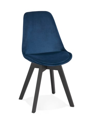 KADIMA DESIGN Esszimmerstuhl Dunkelblau Samt Holz | 60er Jahre Stil in Blau-Schwarz