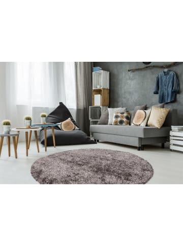 Kayoom Hochflor Teppich Diamond 700 in champagner - rund