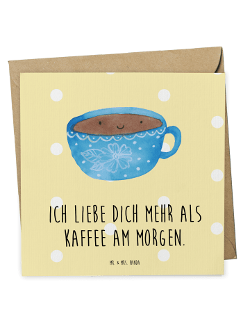 Mr. & Mrs. Panda Deluxe Karte Kaffee Tasse mit Spruch in Gelb Pastell