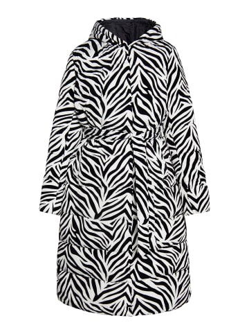 faina Damen Langer Steppmantel in Weiss Zebra