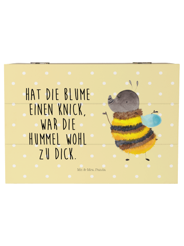Mr. & Mrs. Panda Box Hummel flauschig mit Spruch in Gelb Pastell