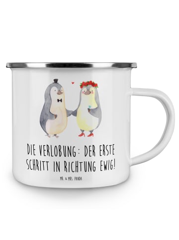 Mr. & Mrs. Panda Haferl Verlobung Schritt mit Spruch in Weiß