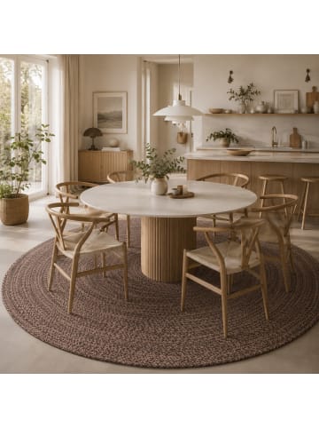 Pergamon Jute Teppich Kaya Rund in braun