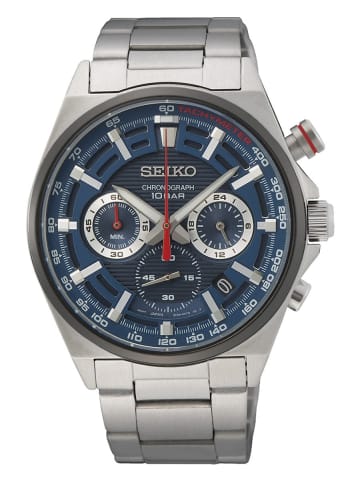 Seiko Herren-Chronograph Stahl/Blau