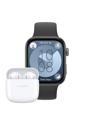 Huawei Smartwatch Watch Fit 3 Fluoroelastomer Strap + Freebuds SE 2 white in schwarz