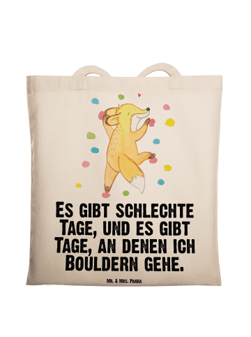 Mr. & Mrs. Panda Tragetasche Fuchs Bouldern Tage mit Spruch in Creme