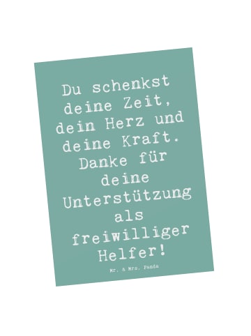 Mr. & Mrs. Panda Postkarte Spruch Freiwilliger Dank mit Spruch in Meeresbrise