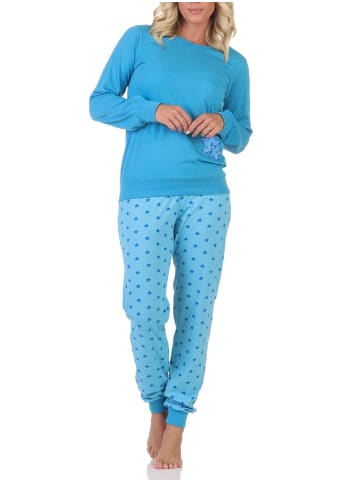 NORMANN Schlafanzug Pyjama langarm Sterne Optik - 88750 in blau