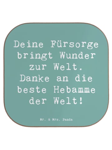 Mr. & Mrs. Panda Tassen Untersetzer Spruch Beste Hebamme mit Spruch in Meeresbrise