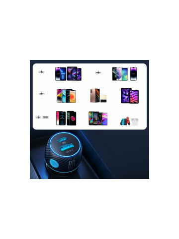 COFI 1453 Autoladegerät Schnellladegerät 60W USB-C USB-A Joyroom JR-CCN01 in Schwarz