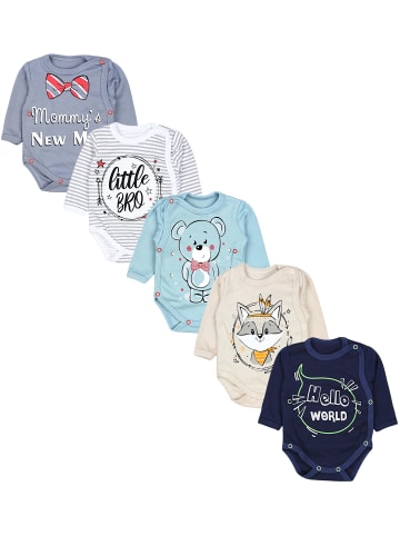 TupTam Baby Langarm Wickelbody 5er Pack in beige/blau